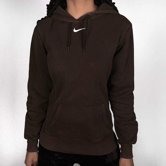 Y2K Rare Nike Center Swoosh Brown Hoodie Womens Sweatshirt Small Vintage - Picture 2 of 16